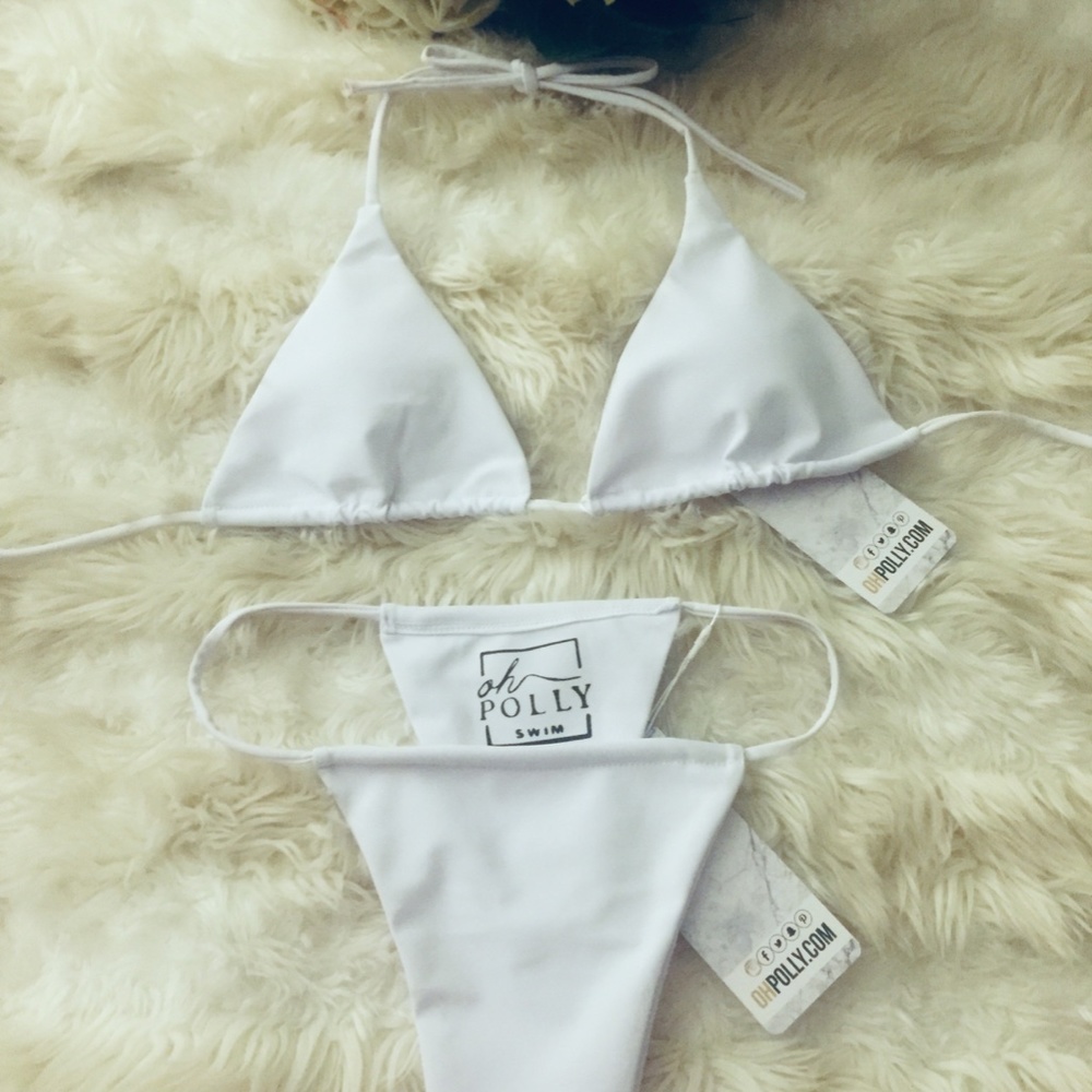 OH POLLY STRING LEADER MICRO TRIANGLE BIKINI WHITE